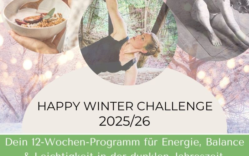 Isabel Stapf zeigt Yoga und gesunde Ernährung als Teil der Happy Winter Challenge 2025/26 von BodyVenture. Ein 12 Wochen Programmfür Energie, Balance Und Leichtigkeit im Winter.